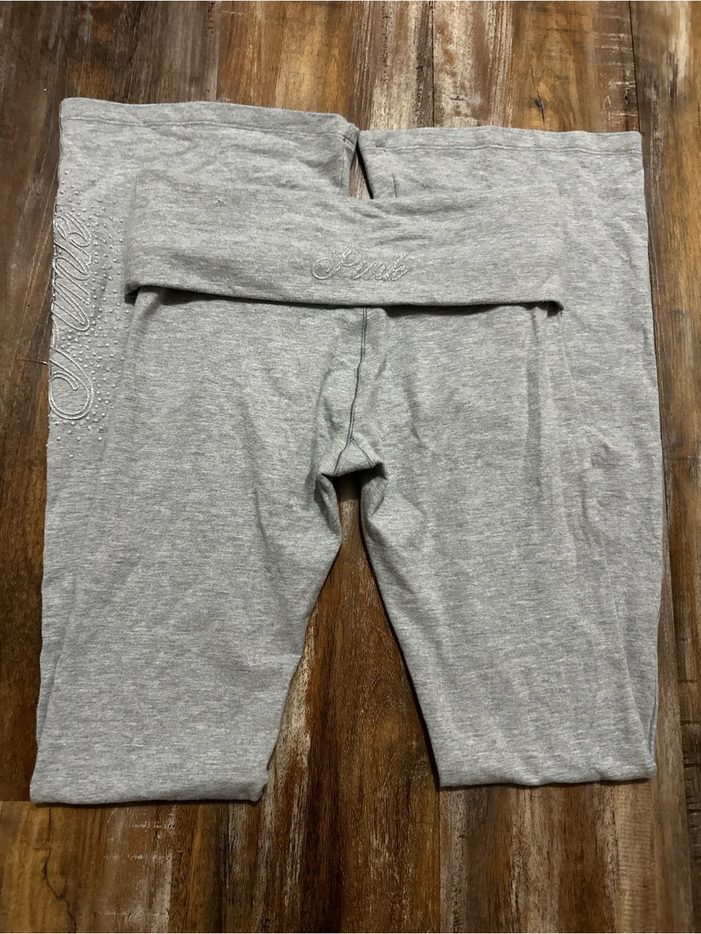 Pink Victoria secret foldover grey flared leggings